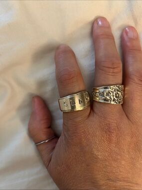 Stamped Shhh Band Spoon Ring - Silver Plated
